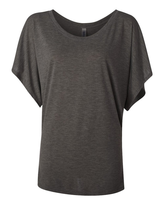 Women’s Flowy Draped Dolman Tee - Front - B55306093 - Dark Grey Heather