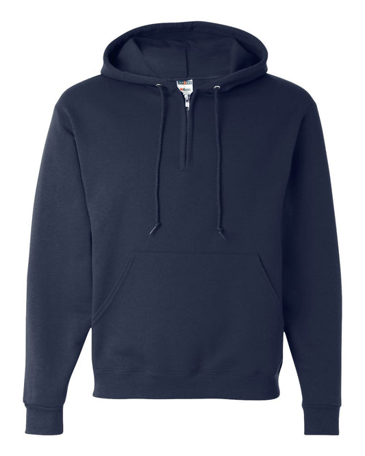 Unisex NuBlend® Quarter-Zip Hooded Sweatshirt - Front - B20835653 - J. Navy