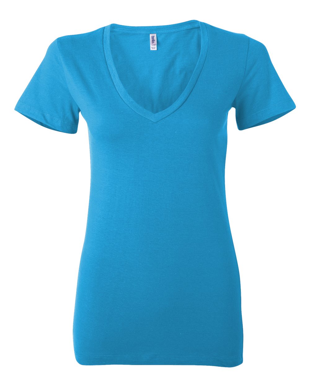 Women’s Jersey Deep V-Neck Tee - Front - B57306067 - Neon Blue