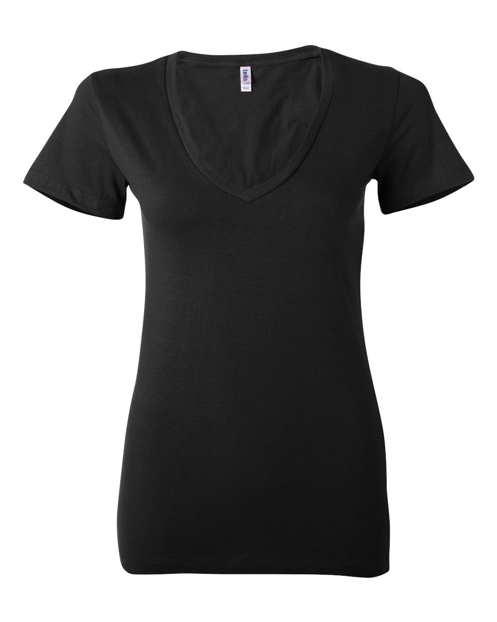 Women’s Jersey Deep V-Neck Tee - Front - B57306507 - Black