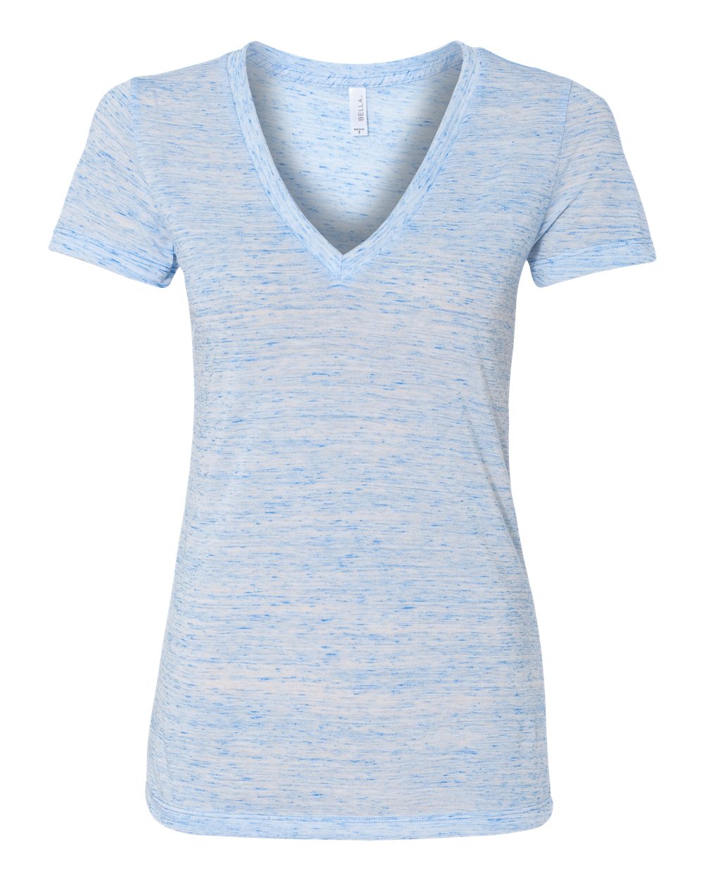 Women’s Jersey Deep V-Neck Tee - Front - B57306743 - Blue Marble