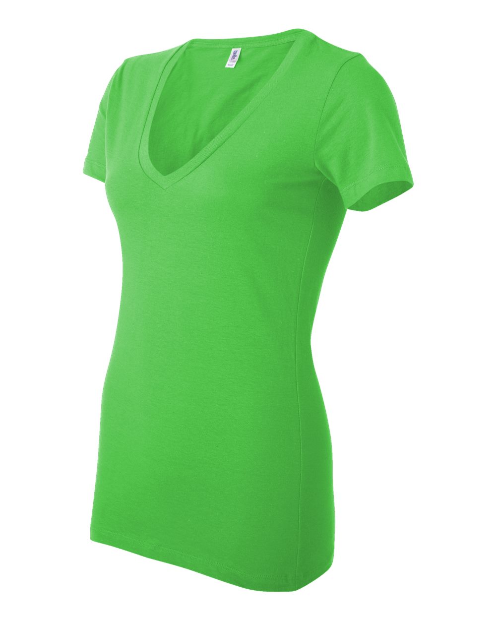 Women’s Jersey Deep V-Neck Tee - Side - B57306076 - Neon Green