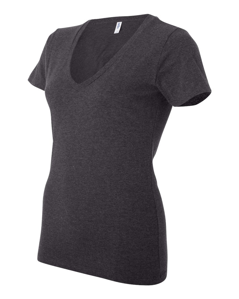 Women’s Jersey Deep V-Neck Tee - Side - B57306095 - Dark Grey Heather