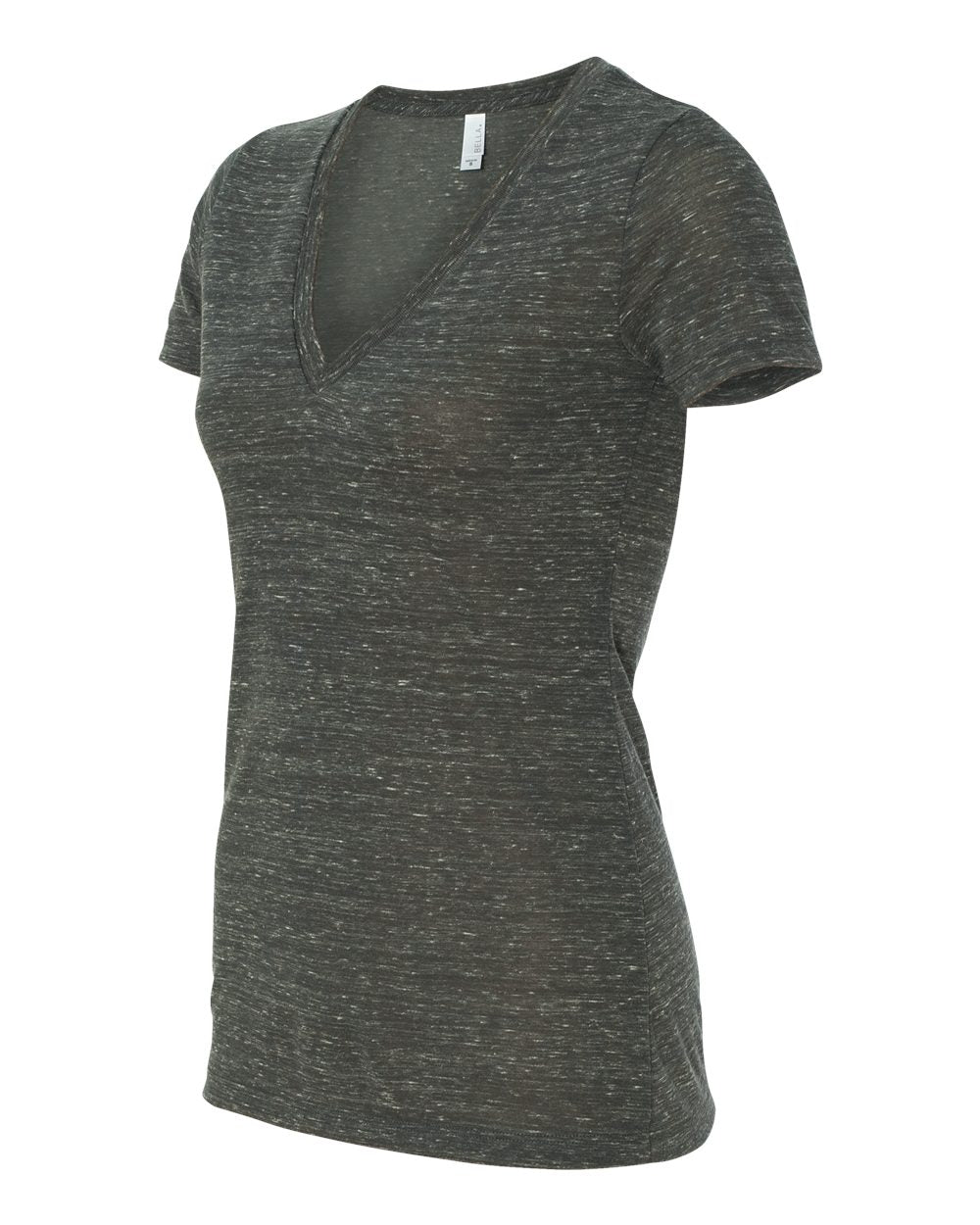 Women’s Jersey Deep V-Neck Tee - Side - B57306113 - Charcoal Marble