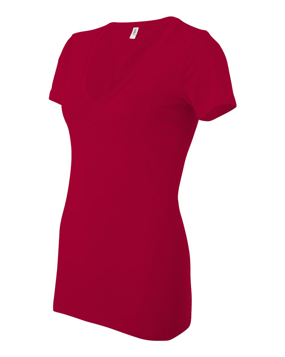 Women’s Jersey Deep V-Neck Tee - Side - B57306703 - Red