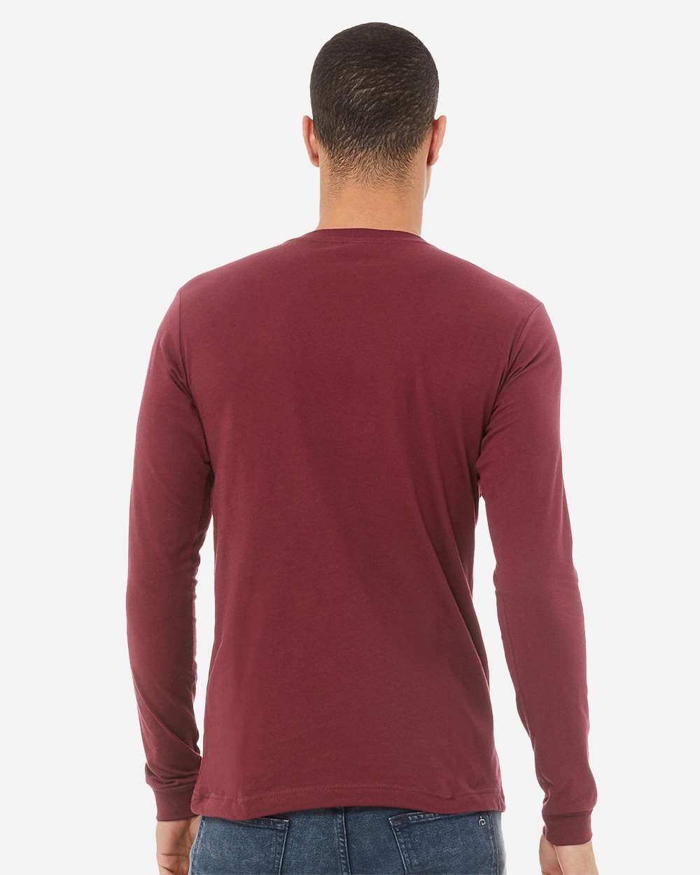 Unisex Triblend Long Sleeve Tee - OnModelBack - B11606002 - Maroon Triblend