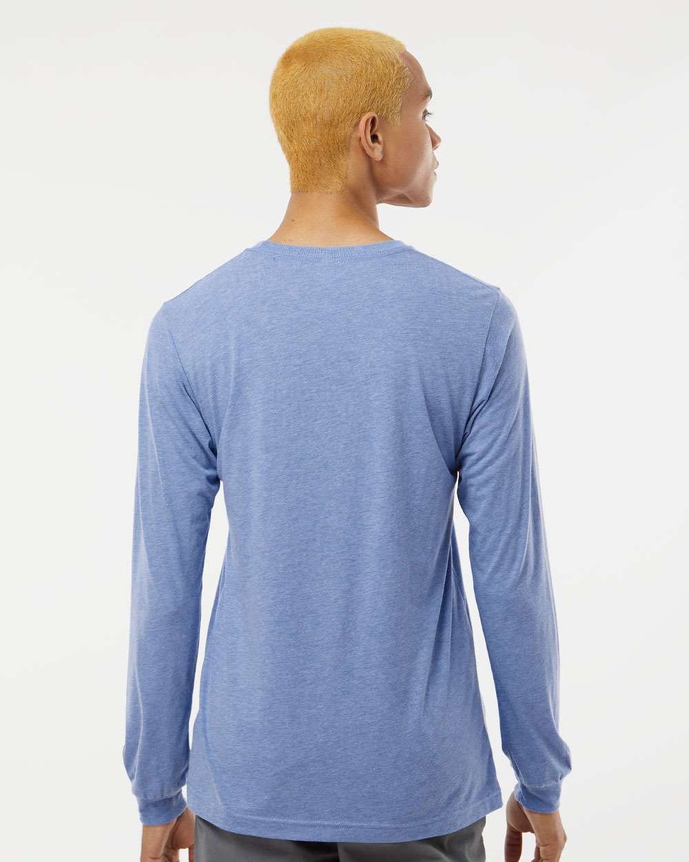 Unisex Triblend Long Sleeve Tee - OnModelBack - B11606262 - Blue Triblend