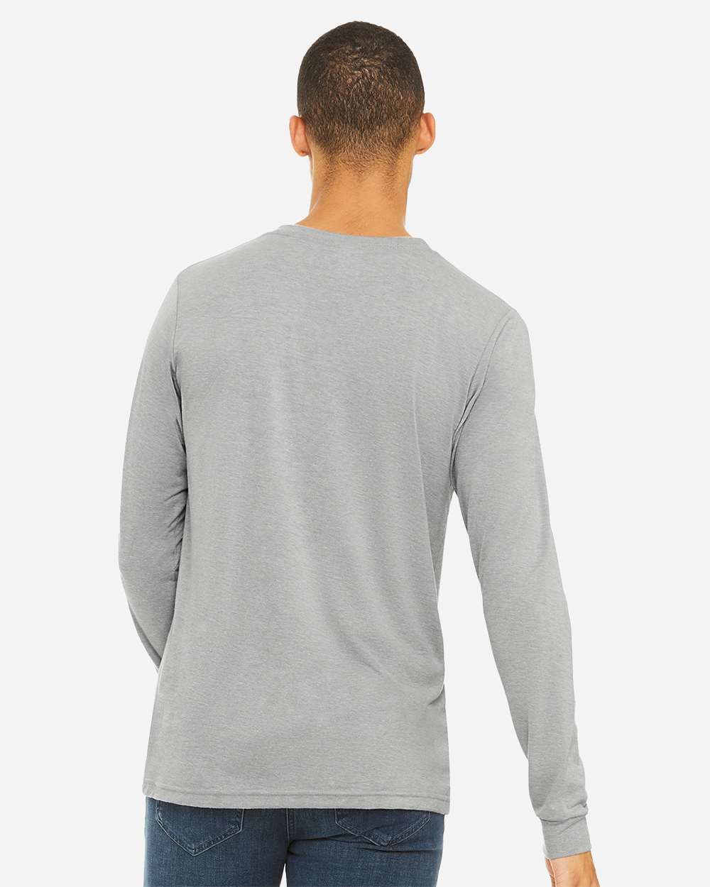 Unisex Triblend Long Sleeve Tee - OnModelBack - B11606582 - Athletic Grey Triblend