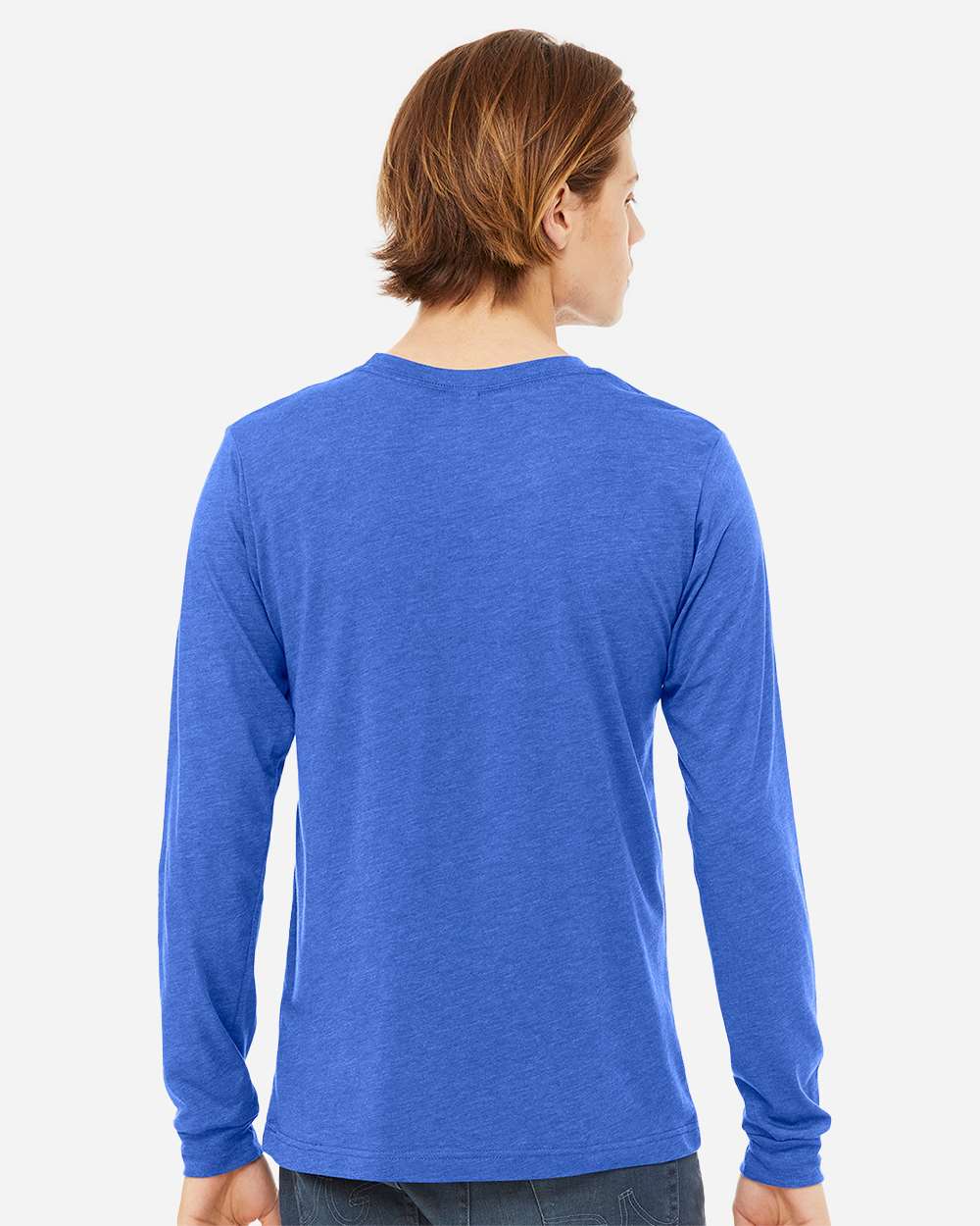 Unisex Triblend Long Sleeve Tee - OnModelBack - B11606752 - True Royal Triblend