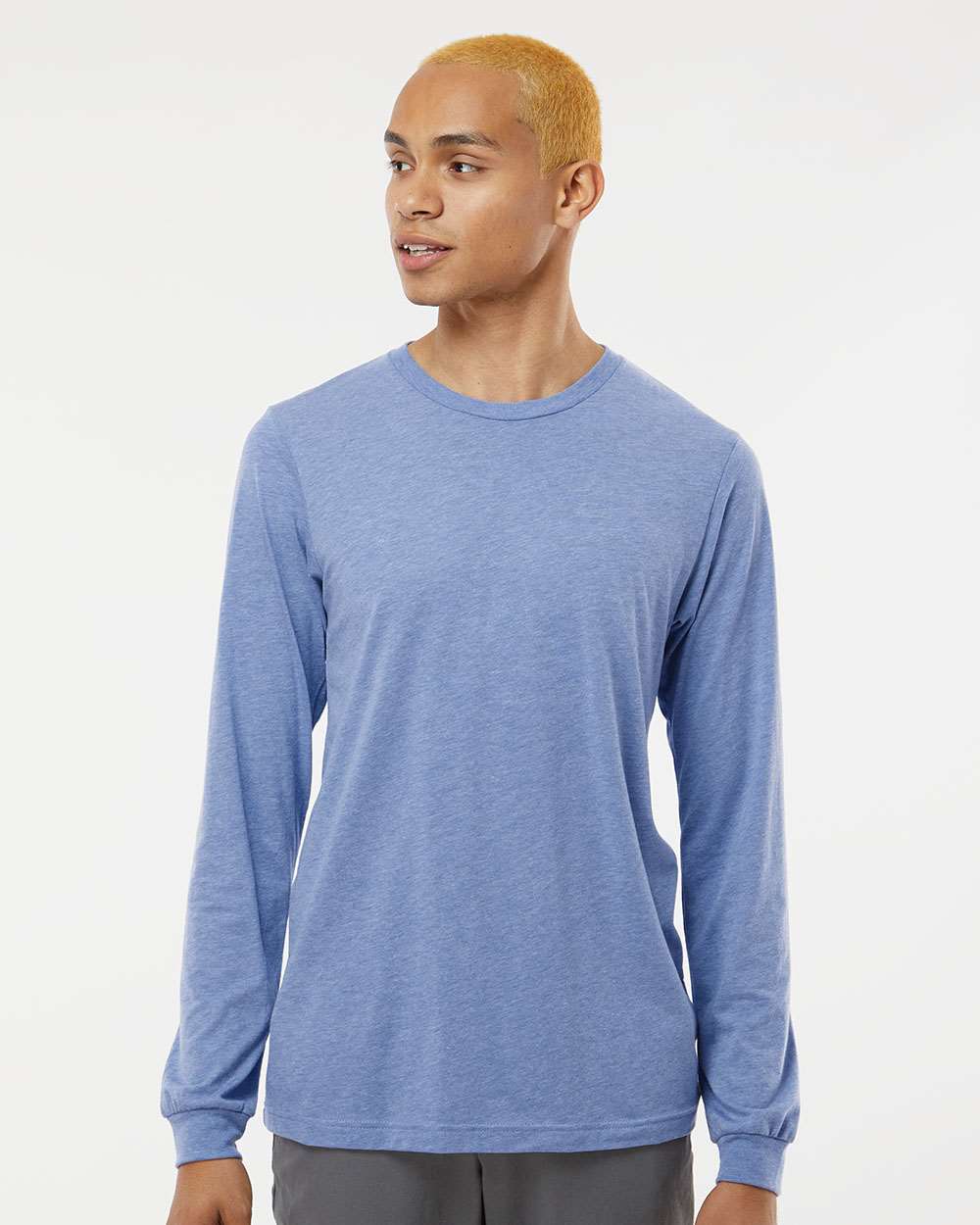 Unisex Triblend Long Sleeve Tee - OnModelFront - B11606262 - Blue Triblend