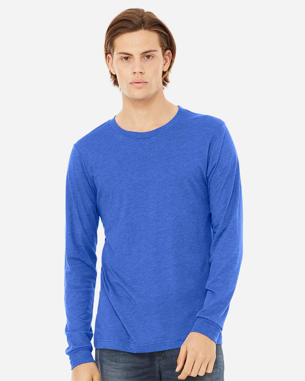 Unisex Triblend Long Sleeve Tee - OnModelFront - B11606752 - True Royal Triblend