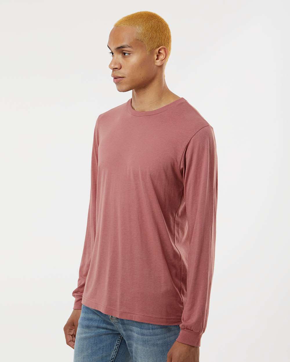Unisex Triblend Long Sleeve Tee - OnModelSide - B11606322 - Mauve Triblend