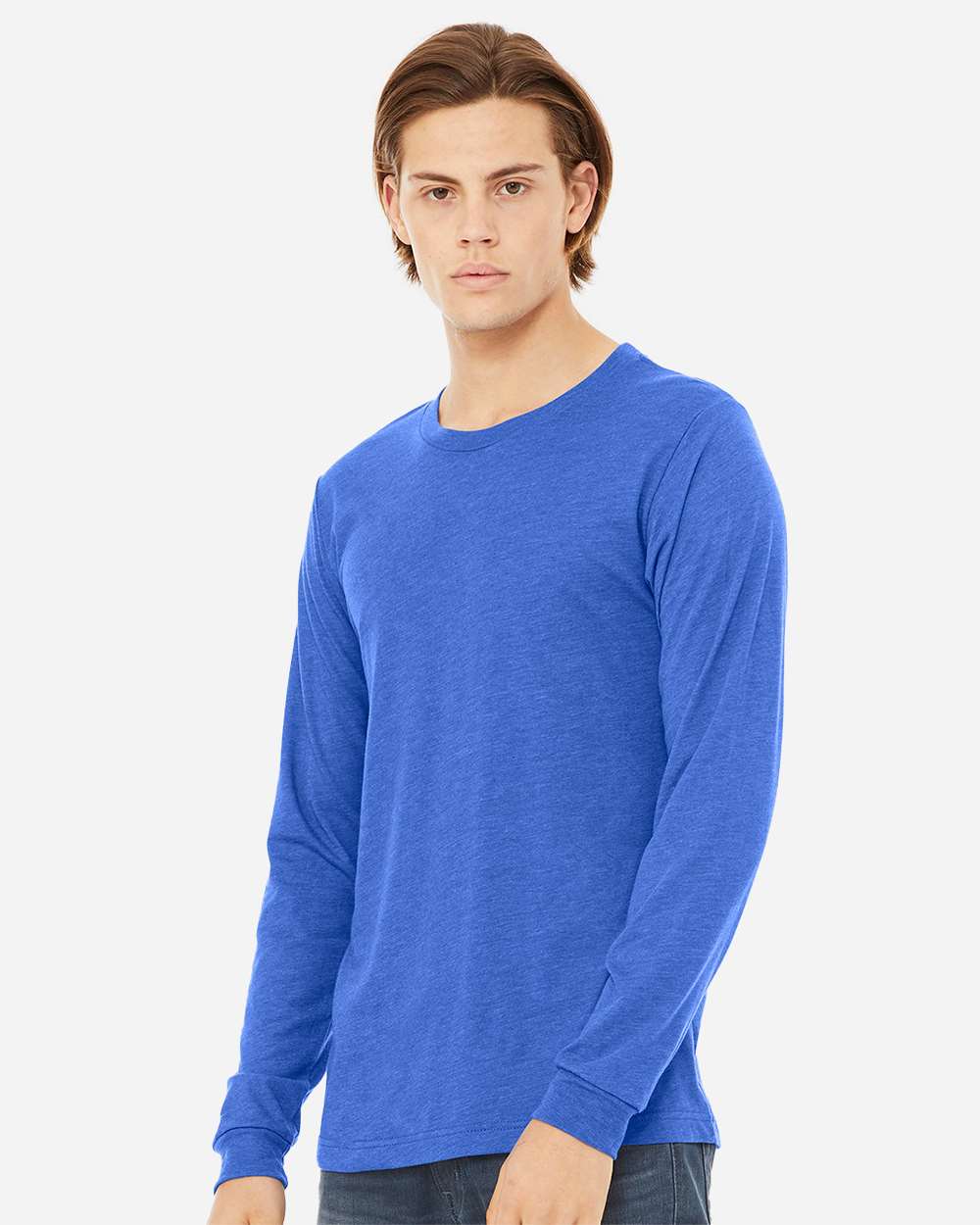Unisex Triblend Long Sleeve Tee - OnModelSide - B11606752 - True Royal Triblend