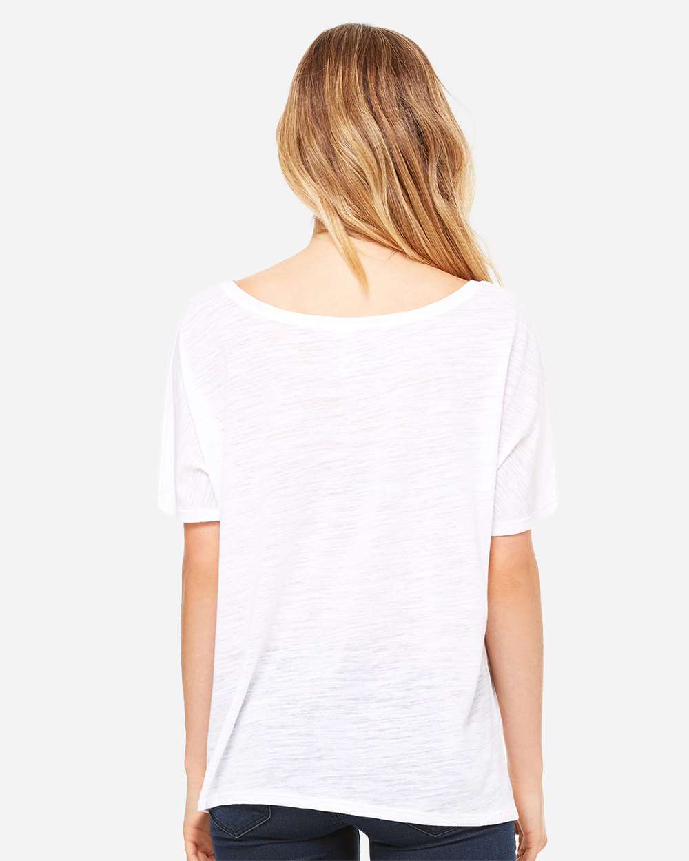 Women’s Slouchy Tee - OnModelBack - B80606023 - White Slub