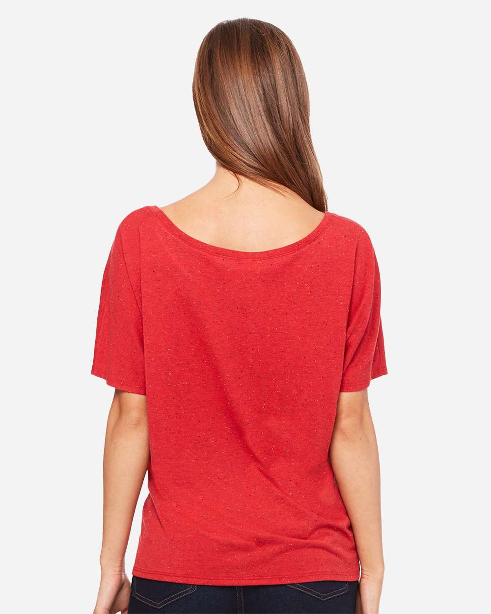Women’s Slouchy Tee - OnModelBack - B80606693 - Red Speckled