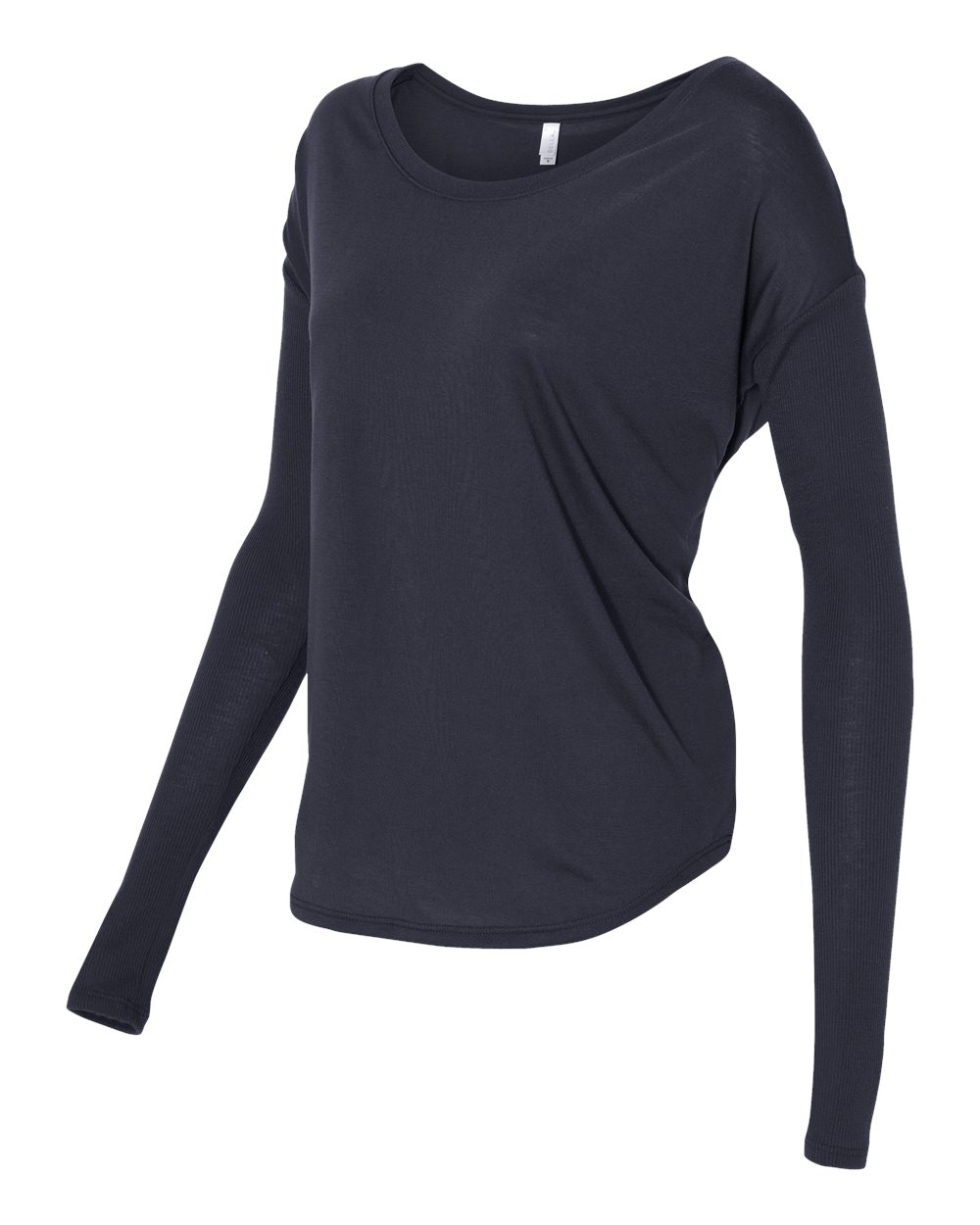 Women’s Flowy 2x1 Ribbed Long Sleeve Tee - Side - B88806653 - Midnight