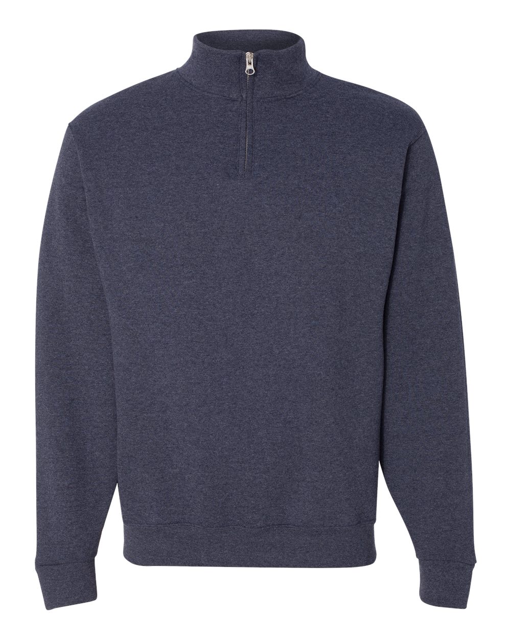 Unisex Nublend® Cadet Collar Quarter-Zip Sweatshirt - Front - B85735643 - Vintage Heather Navy