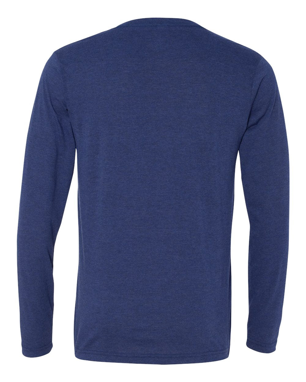 Unisex Long Sleeve V-Neck Tee - Back - B80206652 - Navy Triblend
