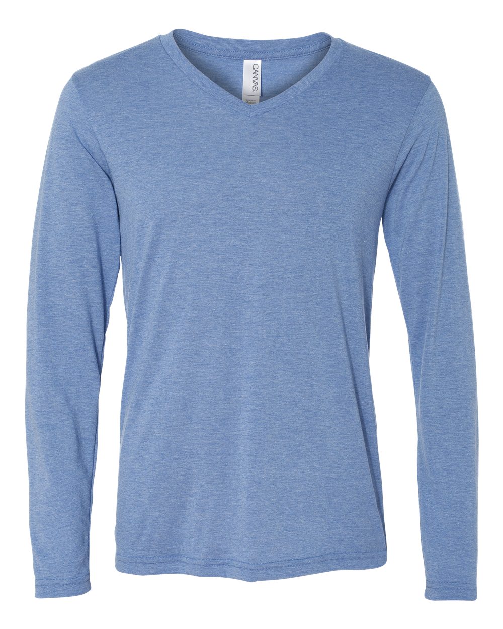 Unisex Long Sleeve V-Neck Tee - Front - B80206252 - Blue Triblend
