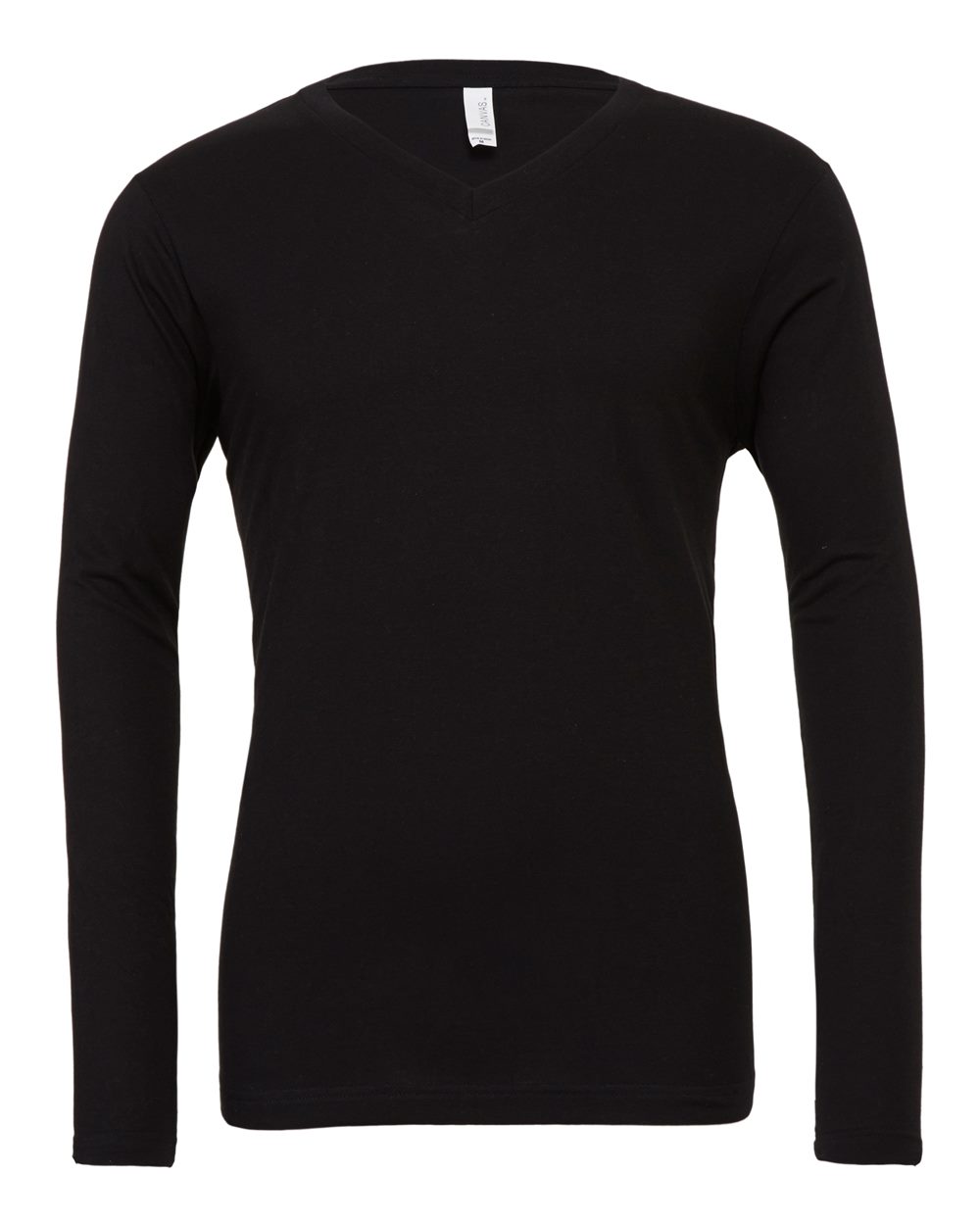 Unisex Long Sleeve V-Neck Tee - Front - B80206502 - Black