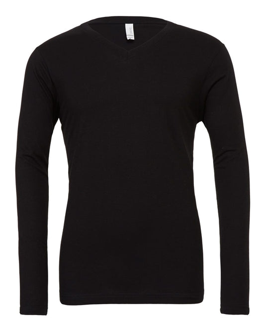 Unisex Long Sleeve V-Neck Tee - Front - B80206502 - Black