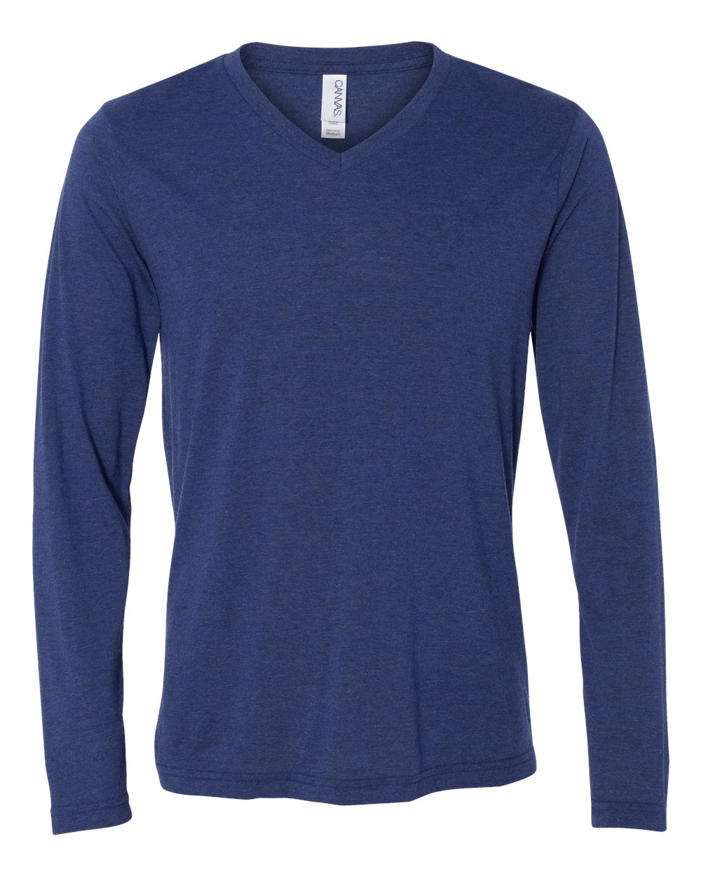 Unisex Long Sleeve V-Neck Tee - Front - B80206652 - Navy Triblend