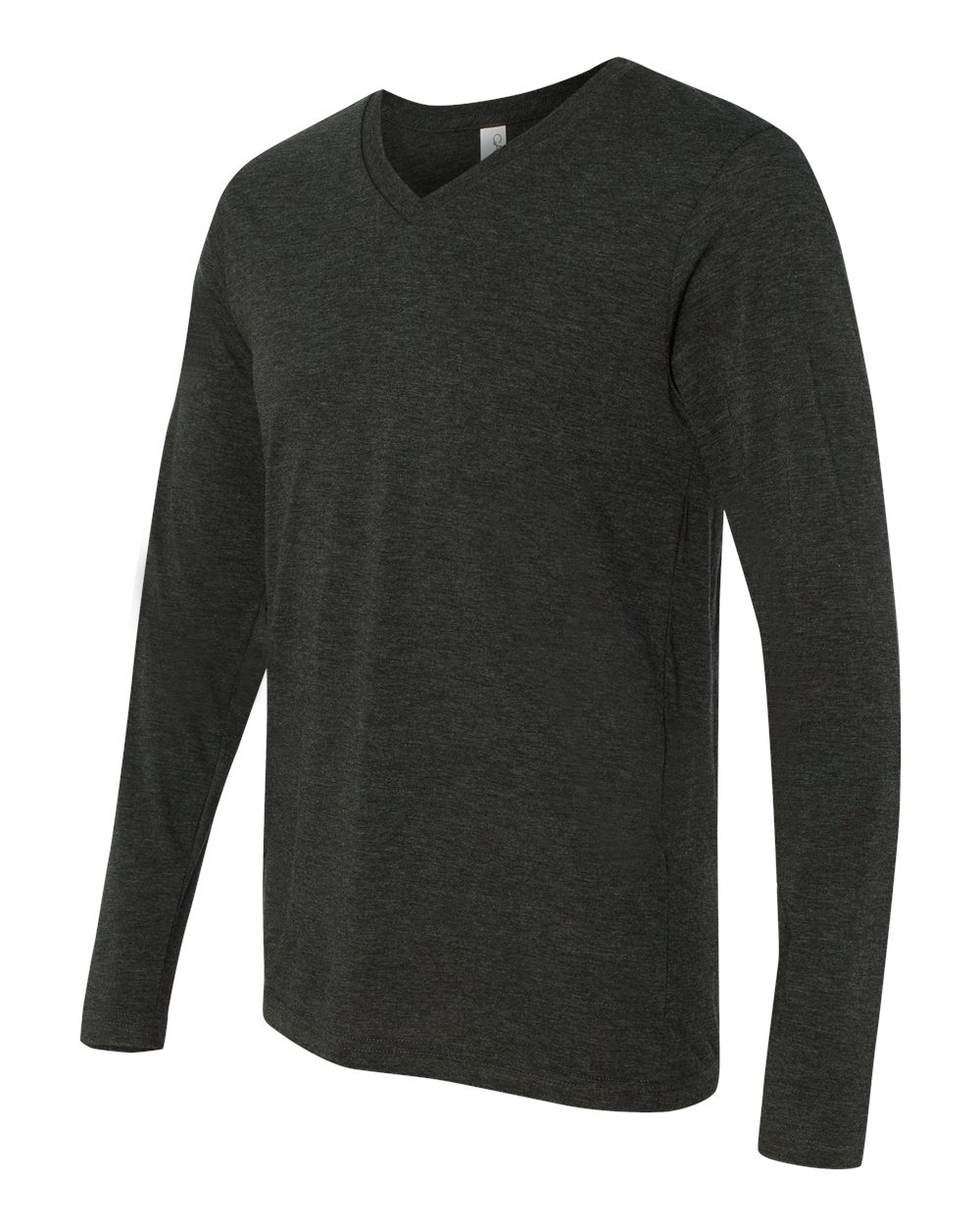 Unisex Long Sleeve V-Neck Tee - Side - B80206092 - Charcoal Black Triblend