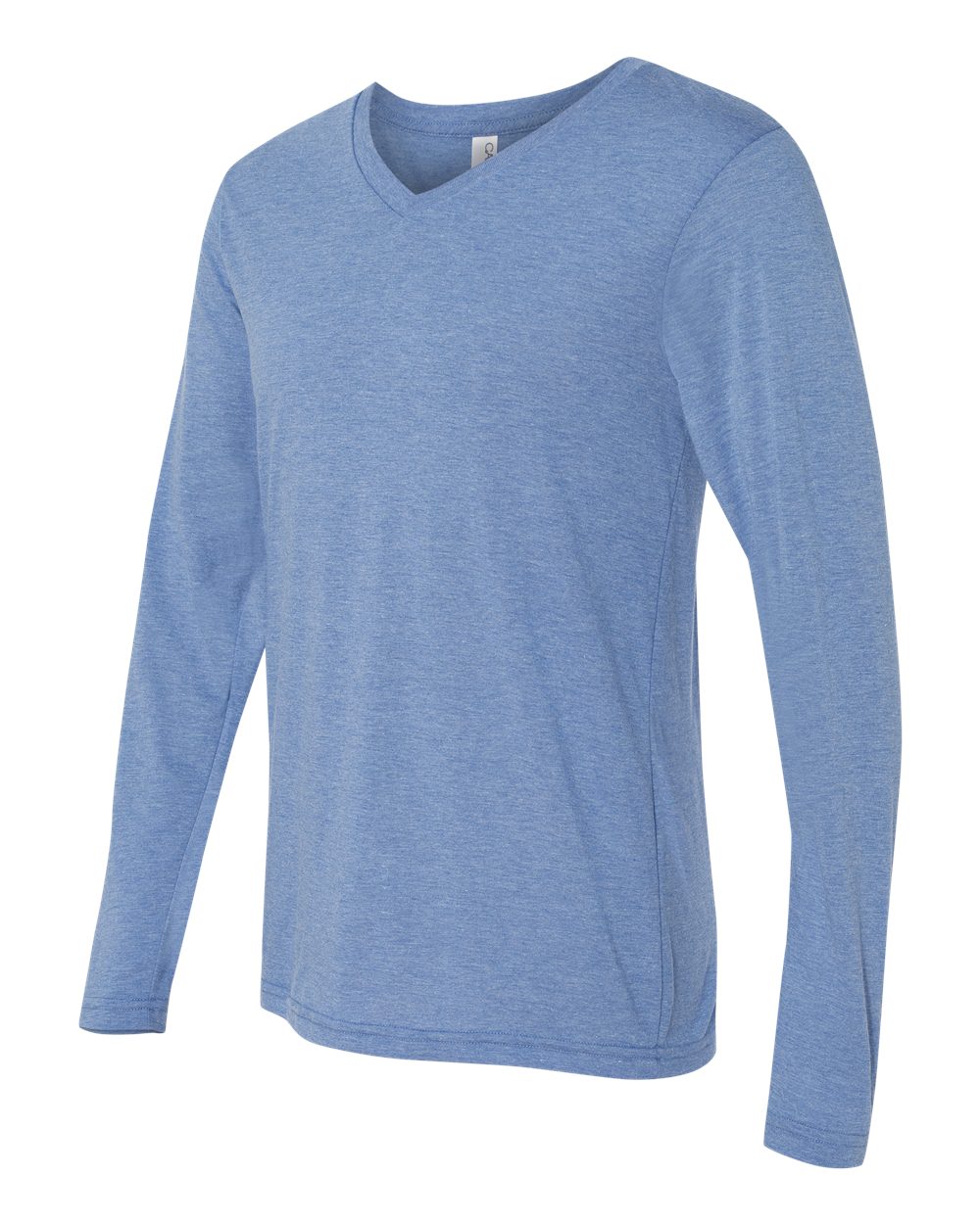 Unisex Long Sleeve V-Neck Tee - Side - B80206252 - Blue Triblend