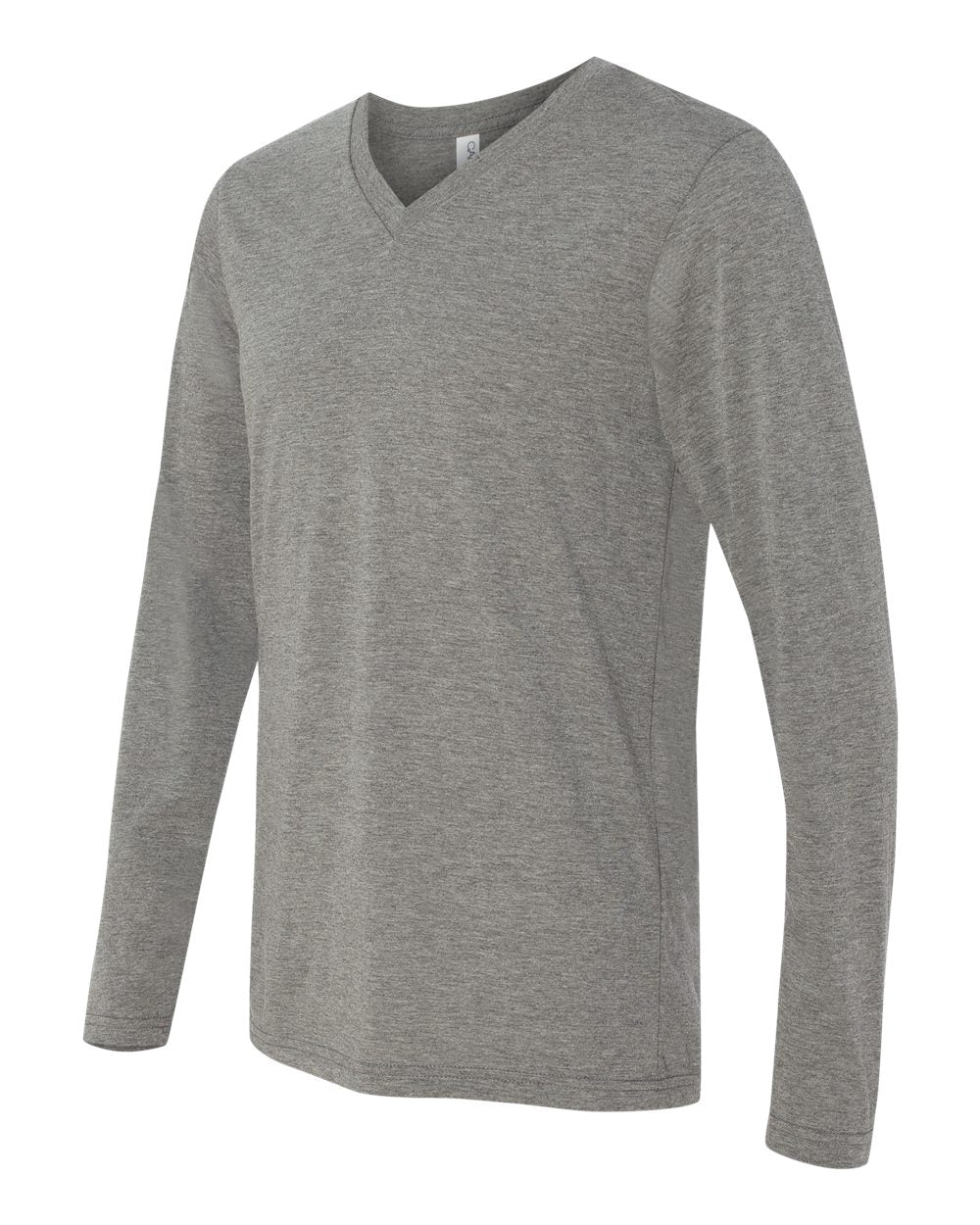 Unisex Long Sleeve V-Neck Tee - Side - B80206582 - Grey Triblend
