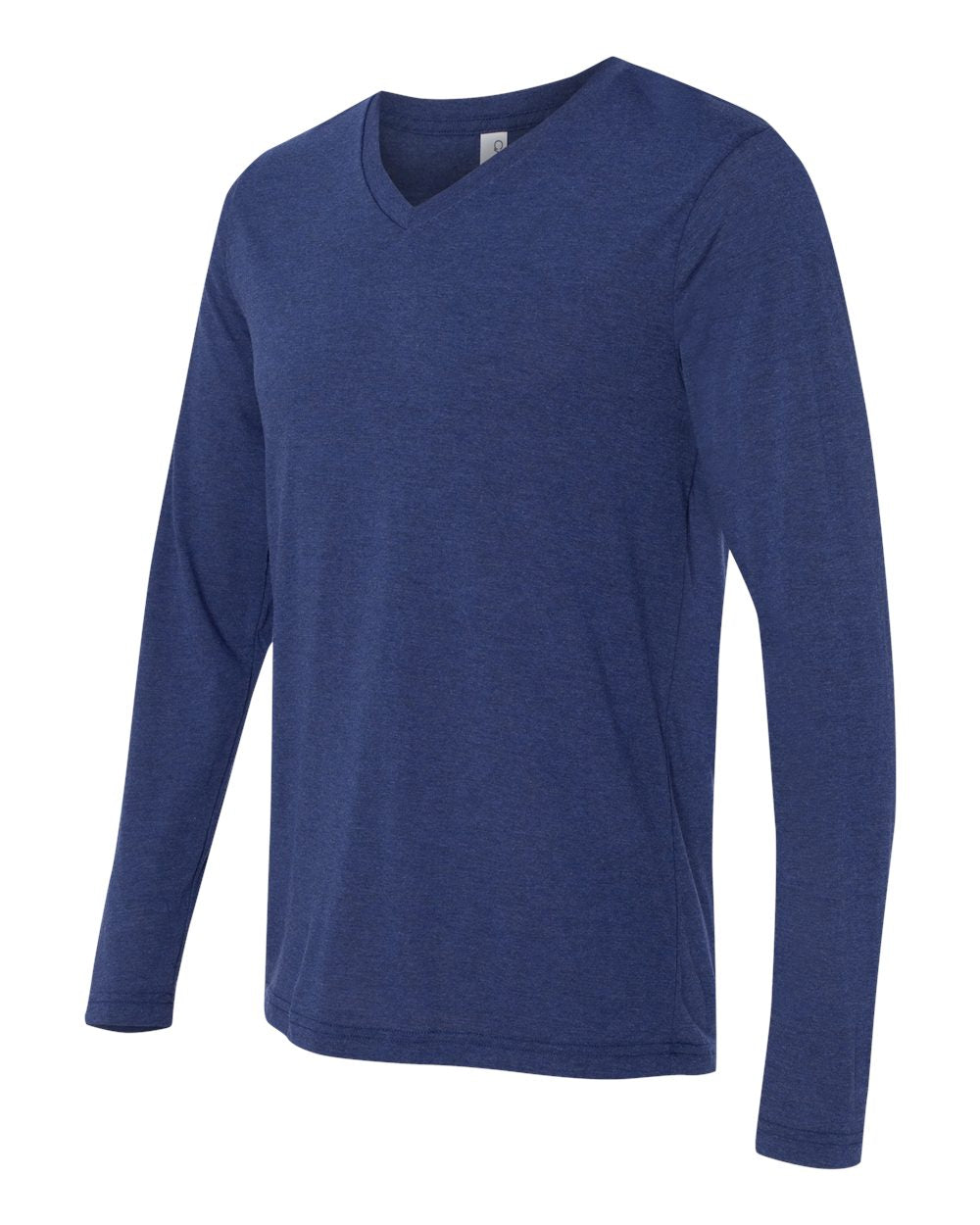 Unisex Long Sleeve V-Neck Tee - Side - B80206652 - Navy Triblend