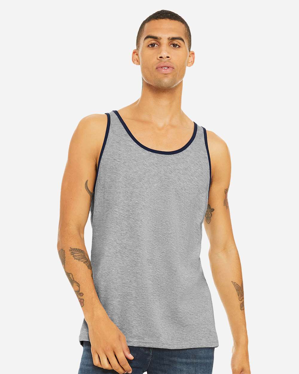 Jersey Tank - OnModelFront - B80806572 - Athletic Heather/ Navy