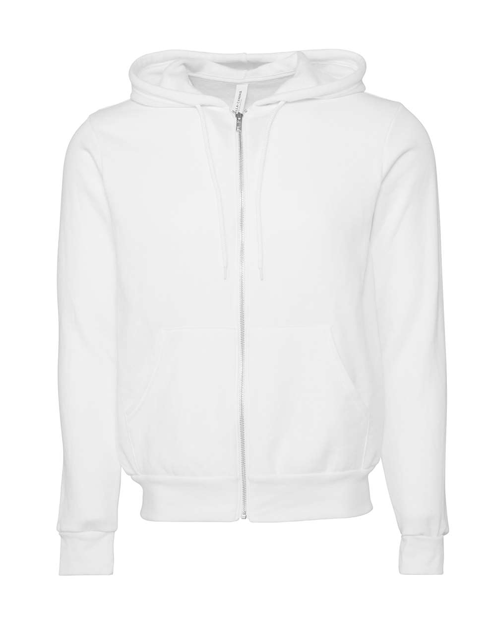 Unisex Sponge Fleece Full-Zip Hoodie - Front - B80406012 - DTG White