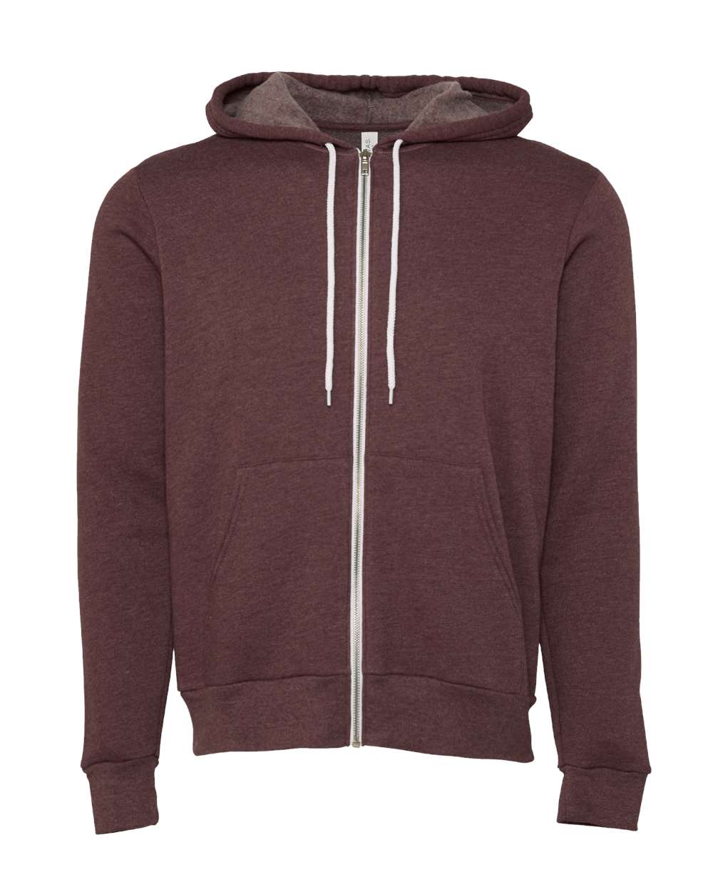 Unisex Sponge Fleece Full-Zip Hoodie - Front - B80406032 - Heather Maroon