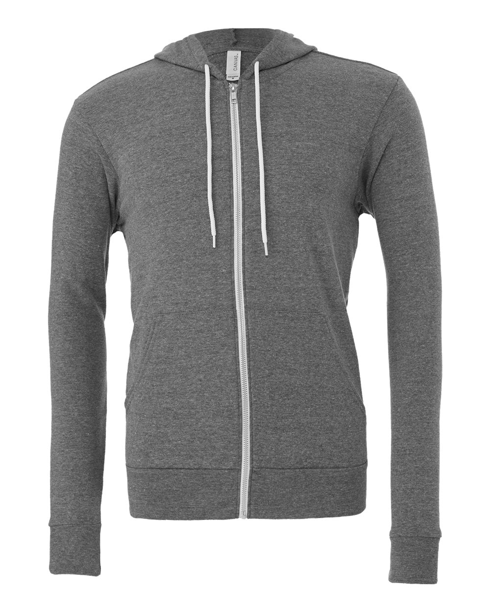 Unisex Sponge Fleece Full-Zip Hoodie - Front - B80406072 - Deep Heather