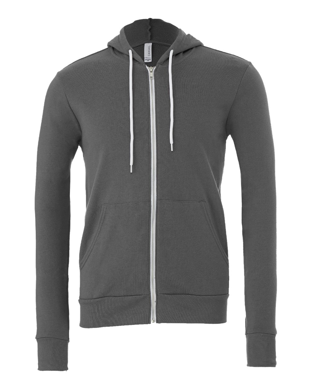 Unisex Sponge Fleece Full-Zip Hoodie - Front - B80406092 - Asphalt