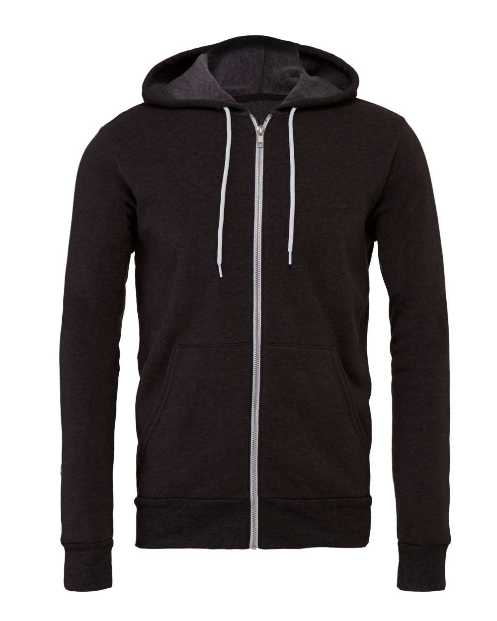Unisex Sponge Fleece Full-Zip Hoodie - Front - B80406102 - Dark Grey Heather