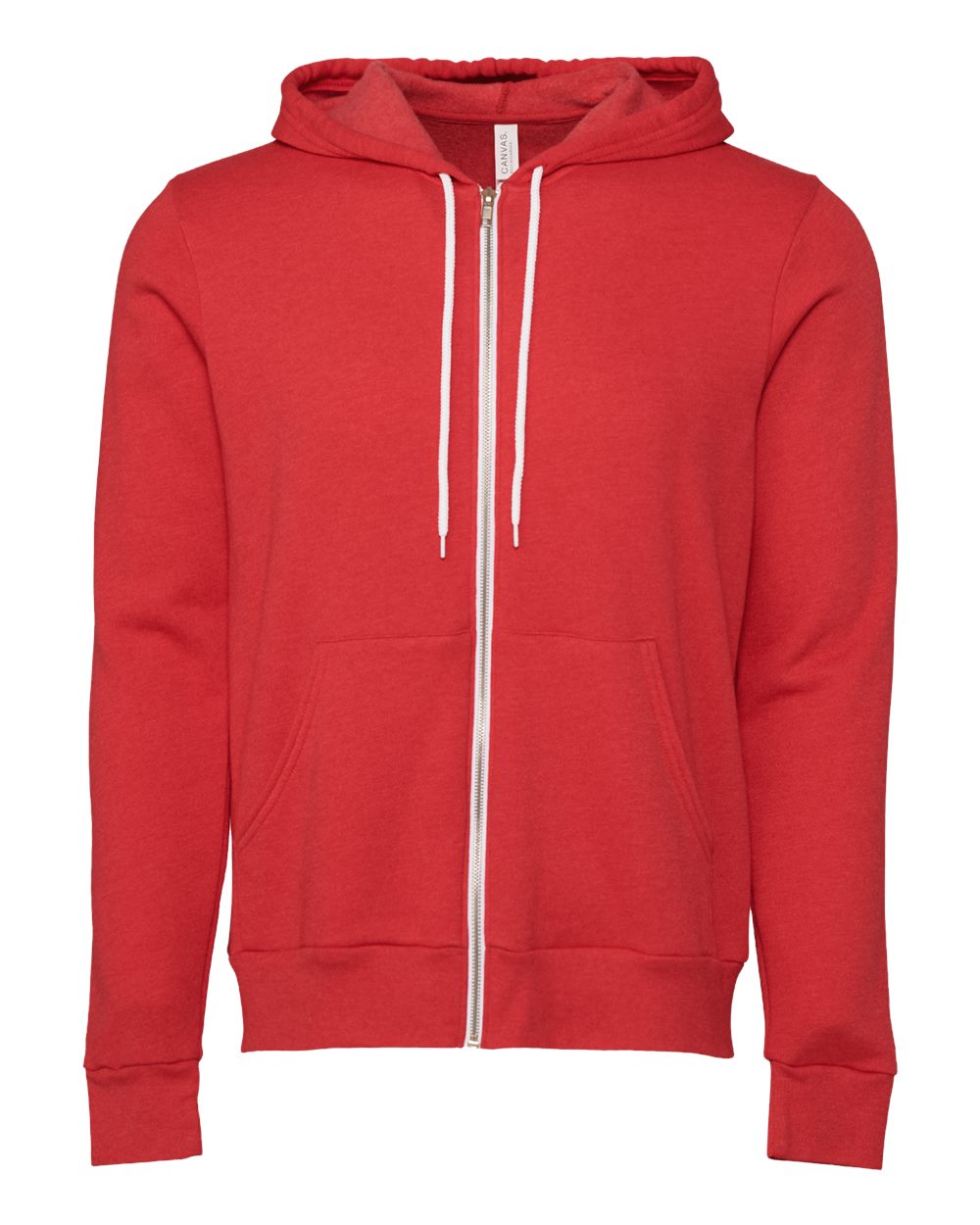 Unisex Sponge Fleece Full-Zip Hoodie - Front - B80406132 - Heather Red