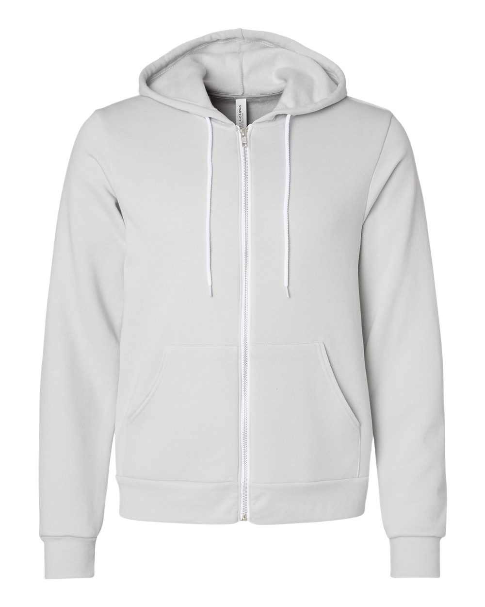 Unisex Sponge Fleece Full-Zip Hoodie - Front - B80406182 - Silver