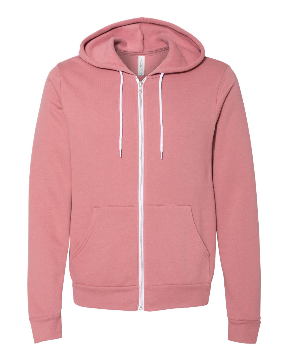 Unisex Sponge Fleece Full-Zip Hoodie - Front - B80406282 - Mauve