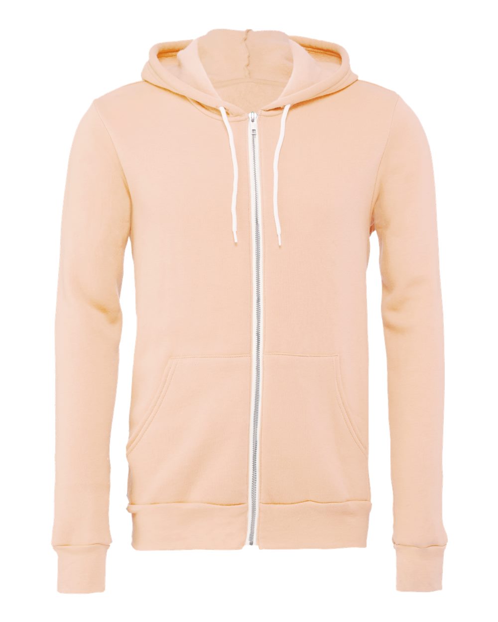Unisex Sponge Fleece Full-Zip Hoodie - Front - B80406332 - Peach