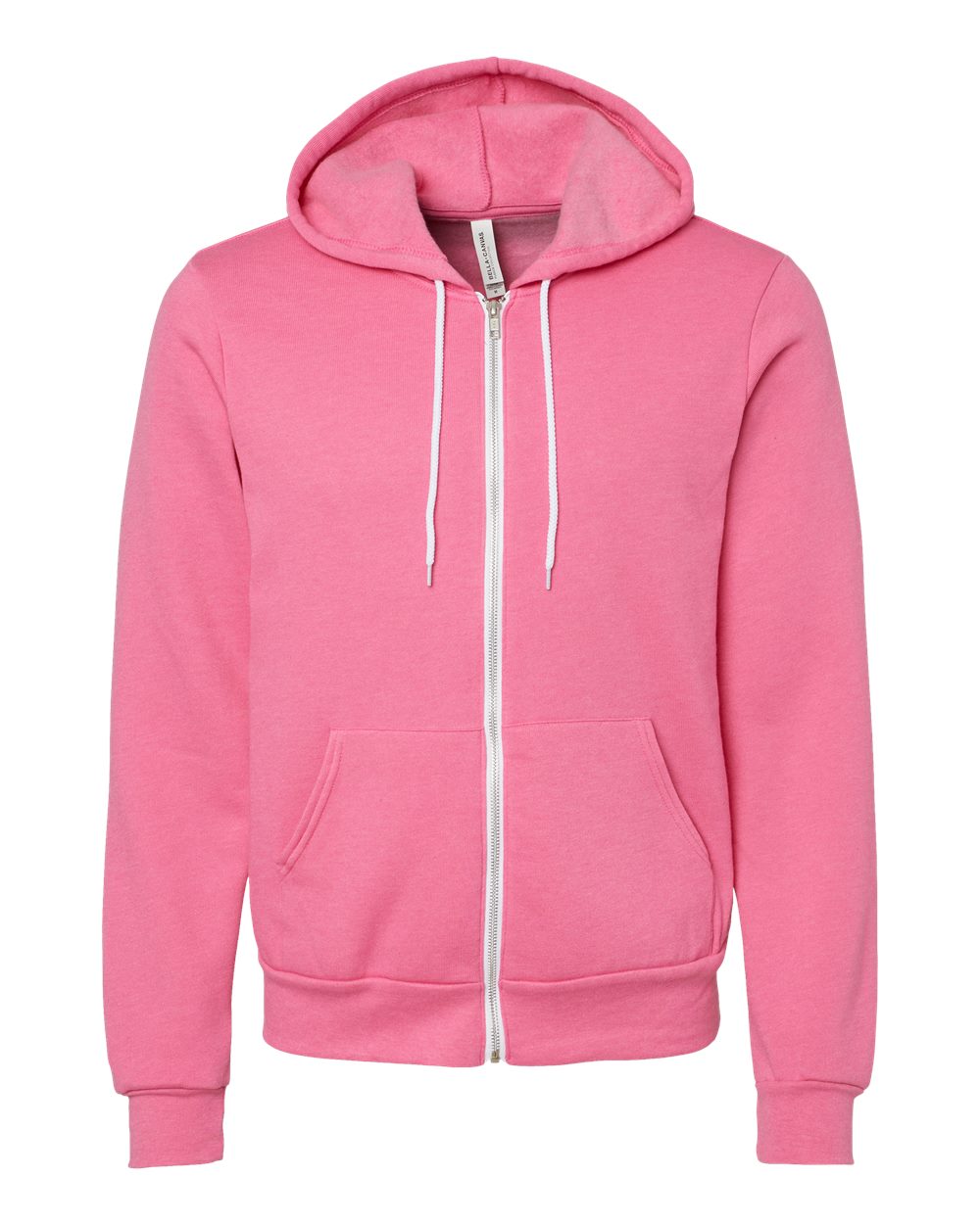 Unisex Sponge Fleece Full-Zip Hoodie - Front - B80406432 - Heather Charity Pink