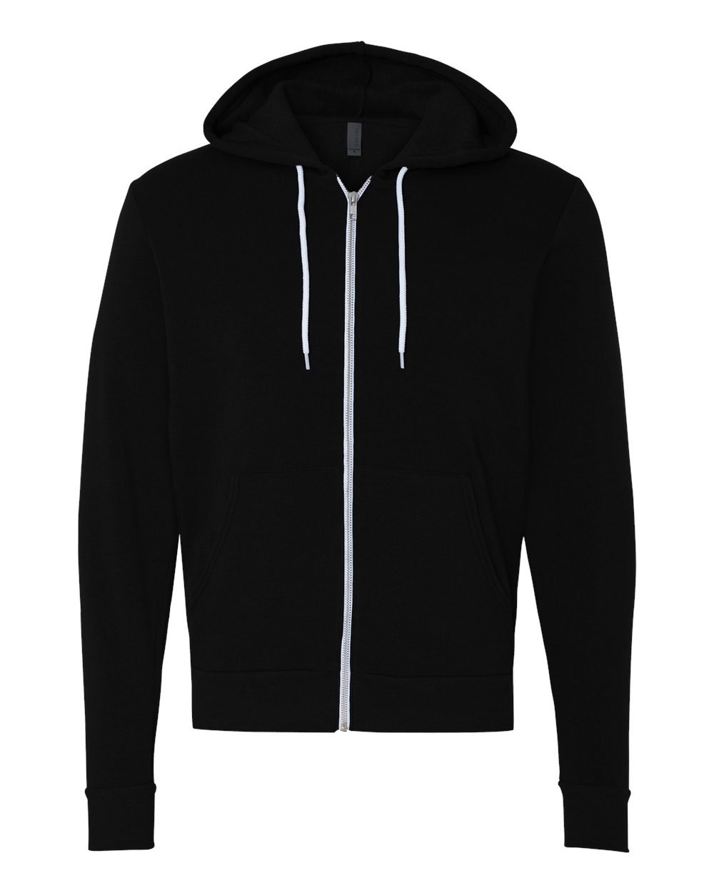 Unisex Sponge Fleece Full-Zip Hoodie - Front - B80406502 - Black