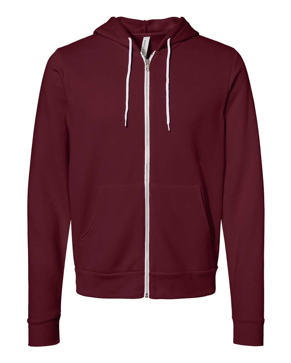 Unisex Sponge Fleece Full-Zip Hoodie - Front - B80406532 - Maroon