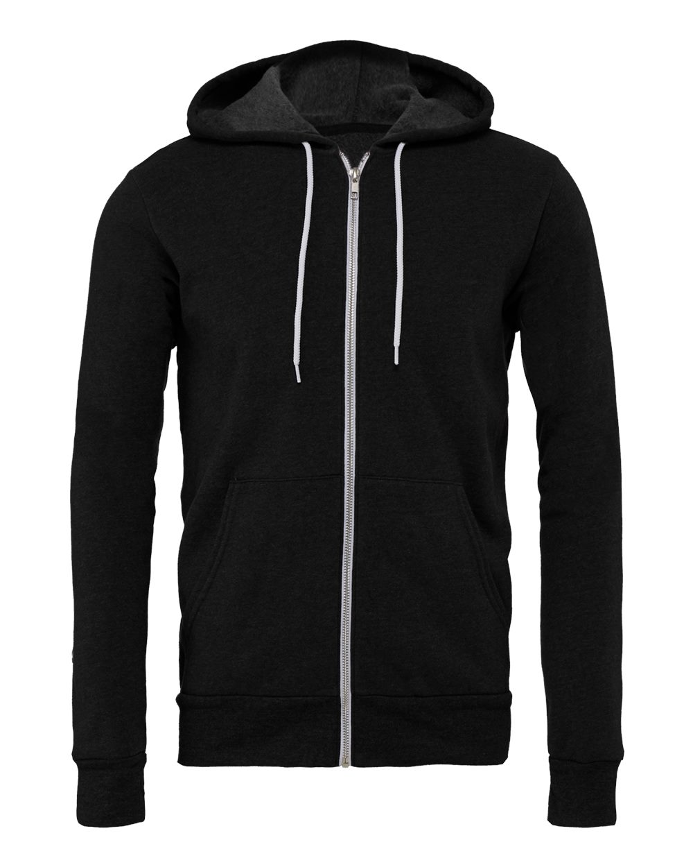 Unisex Sponge Fleece Full-Zip Hoodie - Front - B80406542 - Black Heather