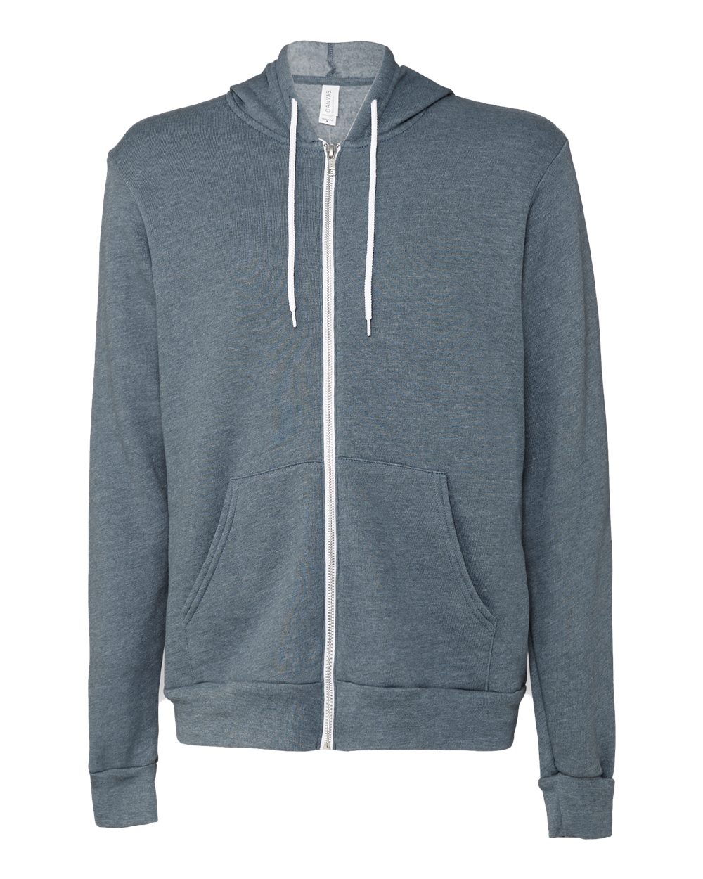 Unisex Sponge Fleece Full-Zip Hoodie - Front - B80406622 - Heather Slate