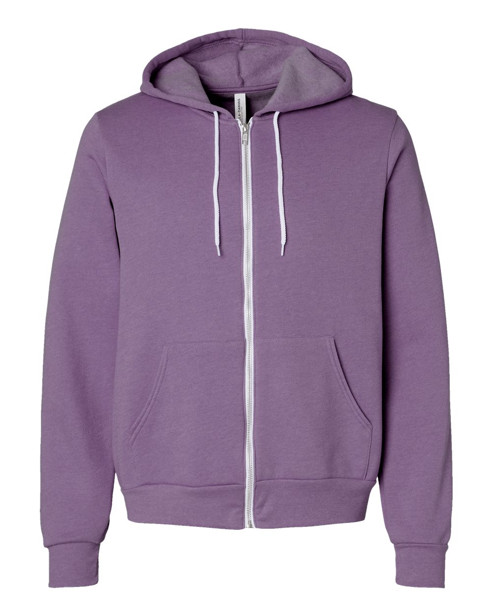 Unisex Sponge Fleece Full-Zip Hoodie - Front - B80406642 - Heather Team Purple