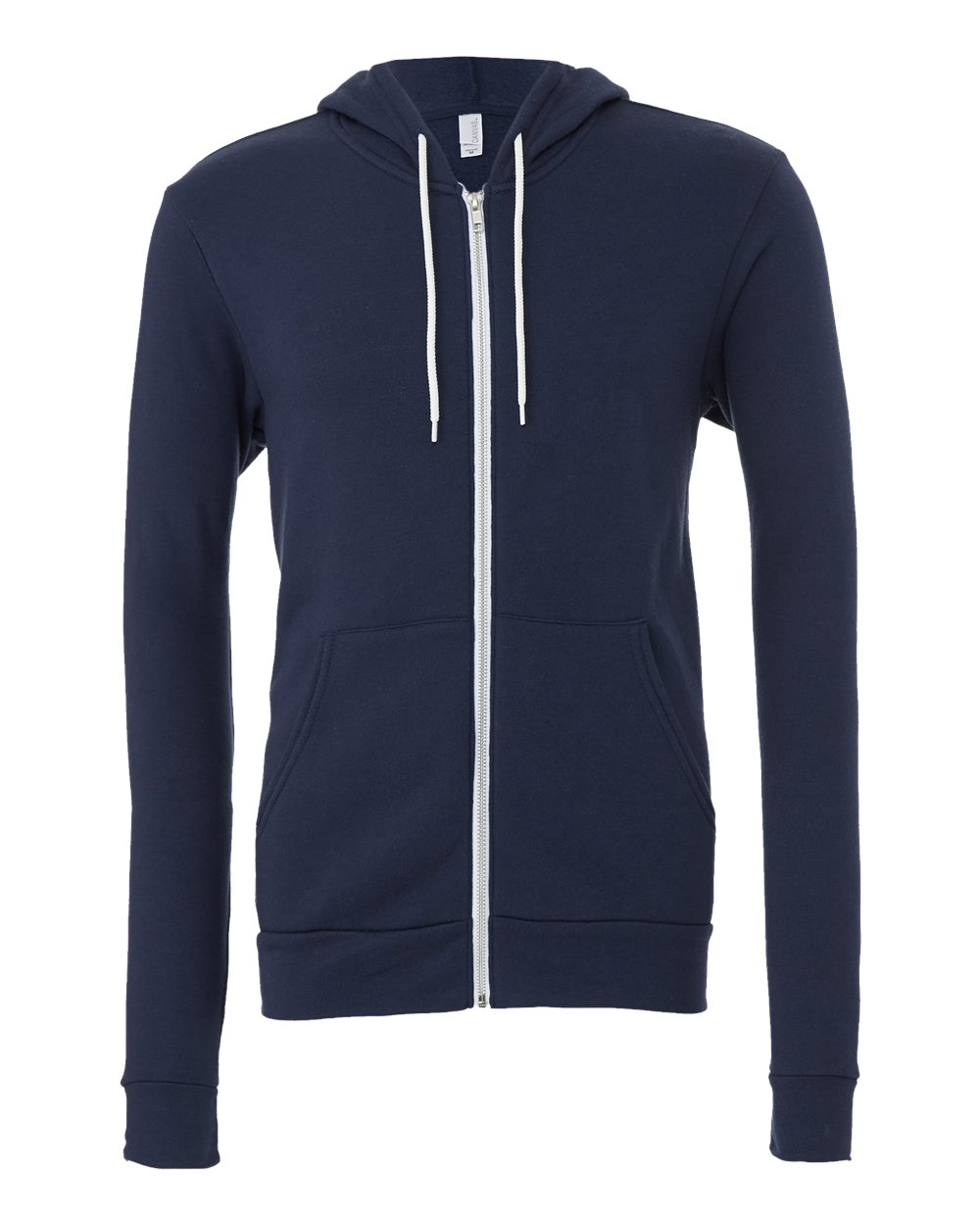 Unisex Sponge Fleece Full-Zip Hoodie - Front - B80406652 - Navy
