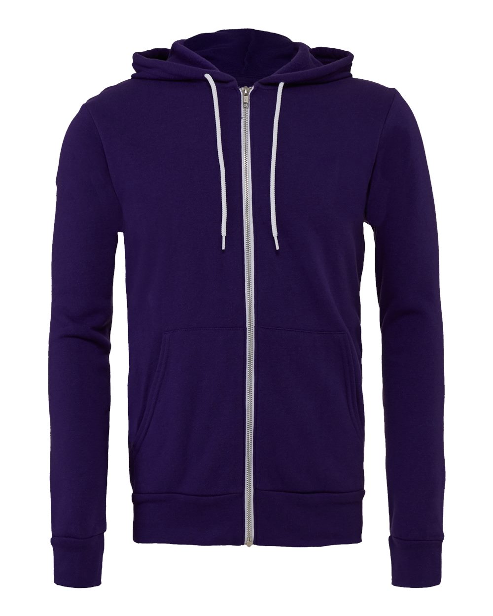 Unisex Sponge Fleece Full-Zip Hoodie - Front - B80406672 - Team Purple