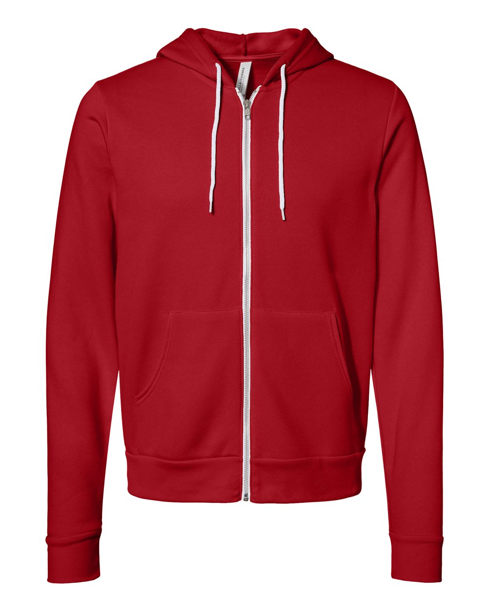 Unisex Sponge Fleece Full-Zip Hoodie - Front - B80406702 - Red