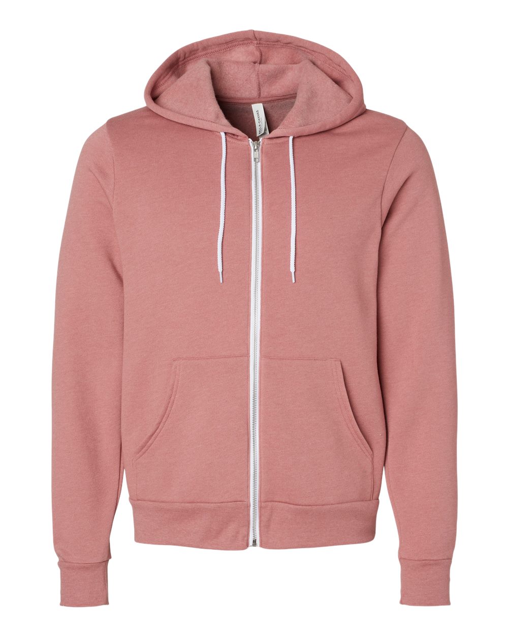 Unisex Sponge Fleece Full-Zip Hoodie - Front - B80406722 - Heather Mauve